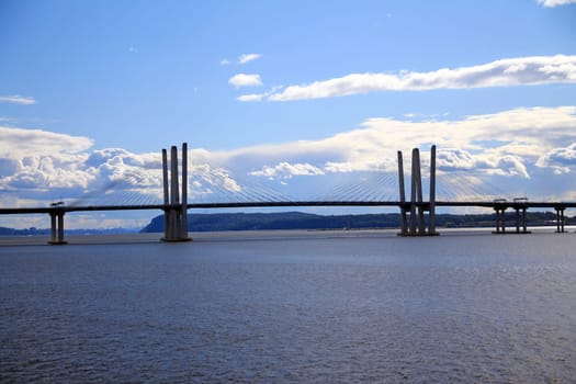 Close up of the central part of the Governator Cuomo bridge in the New York State