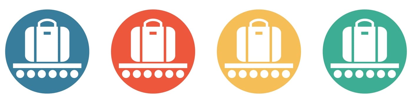 4 colorful Buttons blue, red, orange and green showing: Baggage claim