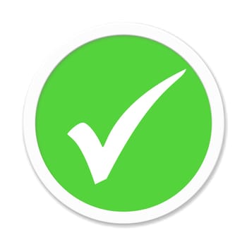 Round green button with checkmark icon