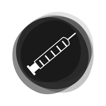 Vaccination icon on black button - Syringe