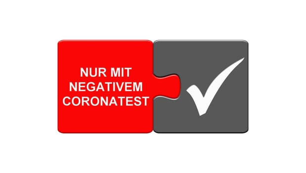 Puzzle button grey red: Visit with negative coronatest only in german language