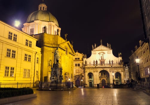 Statue of Charles IV at night, Prague, Czech Republic