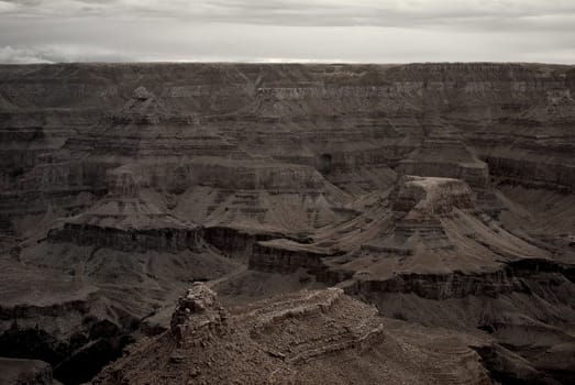 Sepia tone Late afternoon in the Grand Canyon Arizona