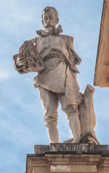 Seville, Spain: Sept, 27th, 2020: Juan Martinez Montanes. 17th Century prominent sevillian sculpter. Palace of San Telmo, Spain. Sculpted by Antonio Susillo