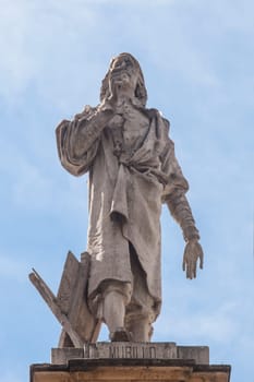 Seville, Spain: Sept, 27th, 2020: Bartolome Esteban Murillo, Spanish Baroque painter. Palace of San Telmo, Seville, Spain. Sculpted by Antonio Susillo