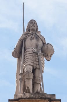Seville, Spain: Sept, 27th, 2020: Fernando Afan de Ribera, Spanish noble and diplomat. Palace of San Telmo, Seville, Spain. Sculpted by Antonio Susillo