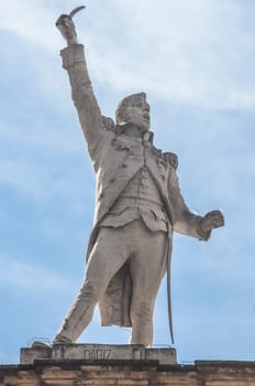 Seville, Spain: Sept, 27th, 2020: .Luis Daoiz y Torres, one of the leaders of the Dos de Mayo Uprising. Palace of San Telmo, Seville, Spain. Sculpted by Antonio Susillo