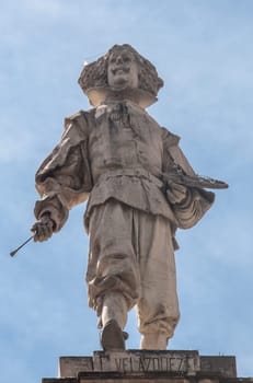 Seville, Spain: Sept, 27th, 2020: Diego Velazquez, 17th Century greatest spanish painter. Palace of San Telmo, Seville, Spain. Sculpted by Antonio Susillo