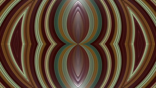 Futuristic kaleidoscope weave 3d render of stripes in abstract hypnotic tracery. Geometric mandala with vibrant gradient and natural design. Digital interior element with squiggly textures.