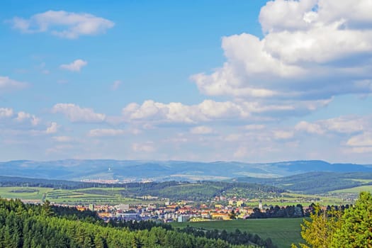 Landscape with town in Slovakia