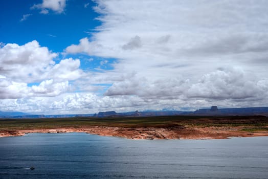 Elevated view Lake Powell in the Northern Arizona Desert