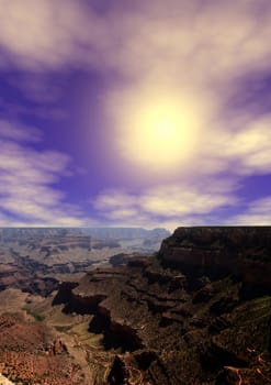 Sunrise in the Grand Canyon Arizona with colorful sky