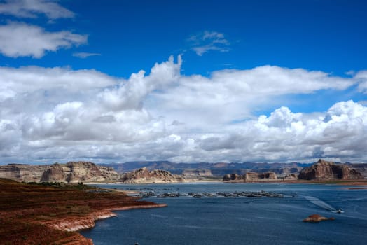 Elevated view Lake Powell in the Northern Arizona Desert