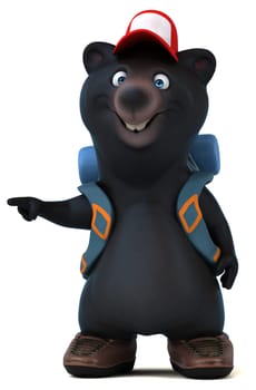 Fun 3D bear backpacker cartoon character