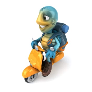 Fun 3D illustration of a blue turtle
