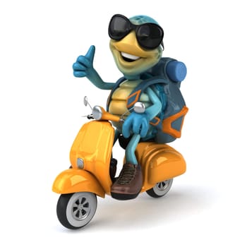 Fun 3D illustration of a blue turtle
