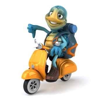 Fun 3D illustration of a blue turtle