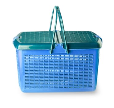 The  Hand craft plastic basket isolated on white background with clipping path
