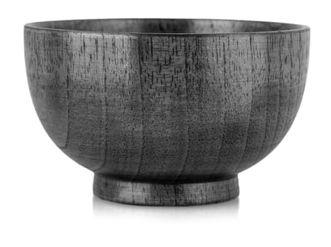 The wooden bowl isolated on white include clipping path