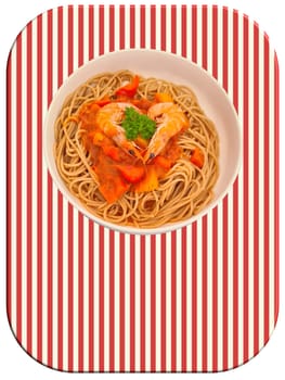 Spaghetti with shrimps and tomatoes