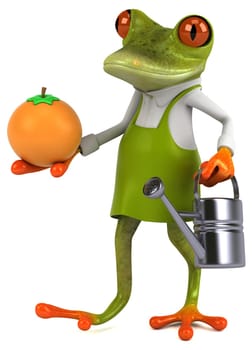 Fun frog gardener - 3D Illustration