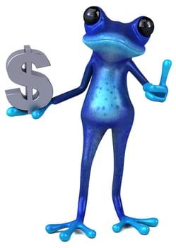 Fun blue frog - 3D Illustration