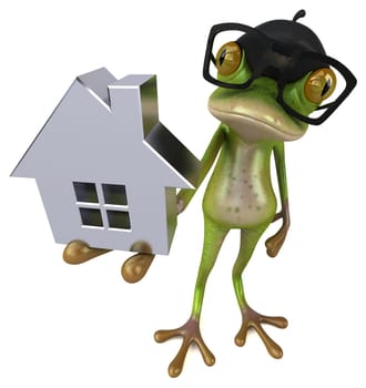 Fun french frog - 3D Illustration