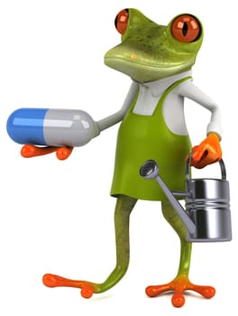 Fun frog gardener - 3D Illustration