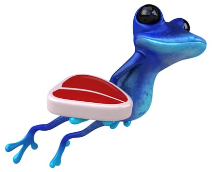 Fun blue frog - 3D Illustration