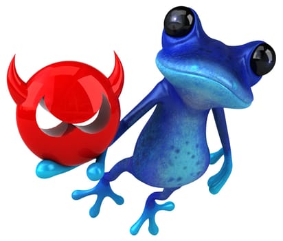 Fun blue frog - 3D Illustration