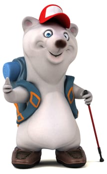 Fun 3D bear backpacker cartoon character