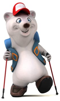 Fun 3D bear backpacker cartoon character