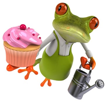 Fun frog gardener - 3D Illustration