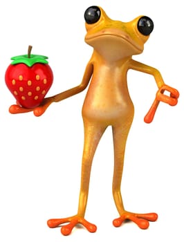 Fun yellow frog - 3D Illustration