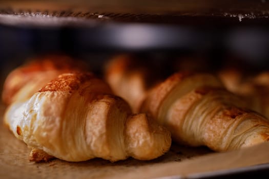 Freshly baked organic fFrench croissants
