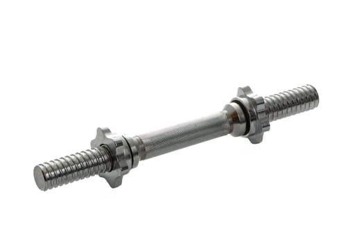 metal neck for dumbbells in disassembled form on a white isolated background. High quality photo