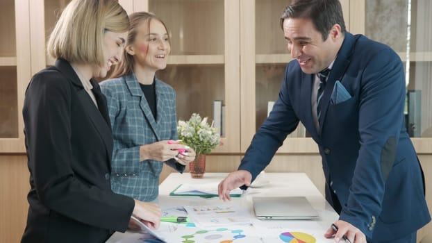 Business team meeting present briefing the project analyzing income charts graphs at office, Business analysis strategy review data, Idea presentation and meeting strategy plan of financial marketing