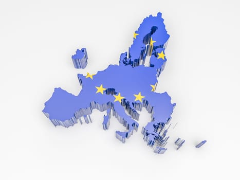 European Union map with European flag on white background