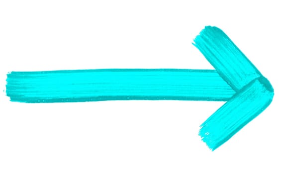 Blue hand painted brush arrow showing right