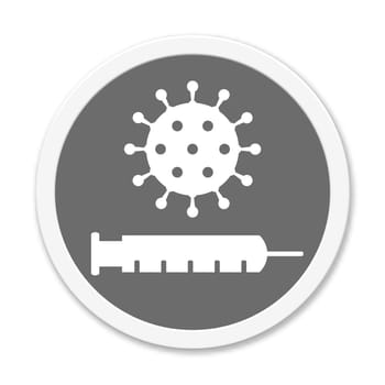 Isolated grey button with white frame showing: Covid-19 Vaccine