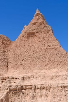 Mudstone Pinnacle in the Badlands in Badlands National Park in South Dakota