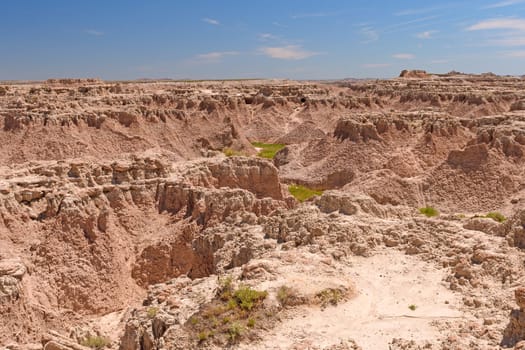 Badlands Panorama in the American West in Badlands National Park in South Dakota