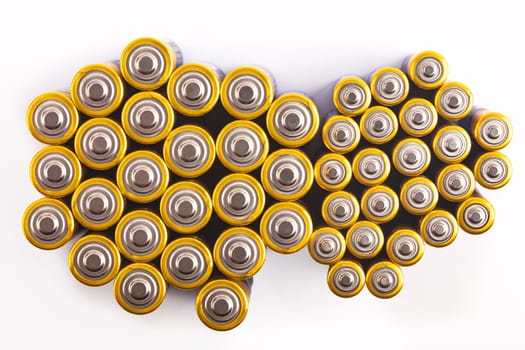 Group of Batteries isolated over white background