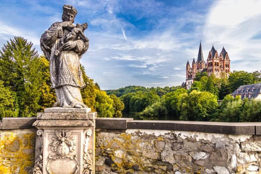 Statue of St.John of Nepomuk on the Old Lahn Bridge in Limburg an der Lahn, Hesse, Germany