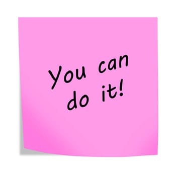 A You can do it 3d illustration post note reminder on white with clipping path