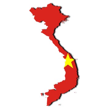 A Vietnam map on white background with clipping path 3d illustration