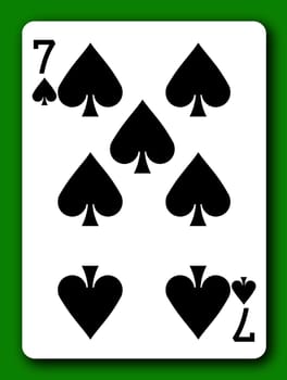 A 7 Seven of Spades playing card with clipping path to remove background and shadow 3d illustration