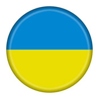 A Ukraine flag button 3d illustration with clipping path