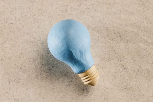 Paper light bulb against craft paper backdrop conceptual 3D illustration