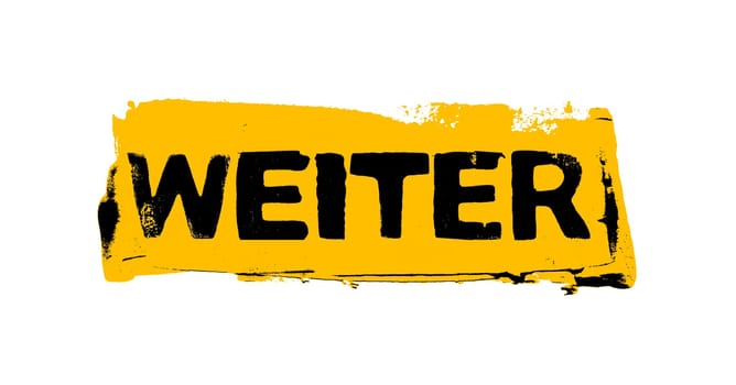 Yellow orange grunge Banner with dirty color showing Continue in german language